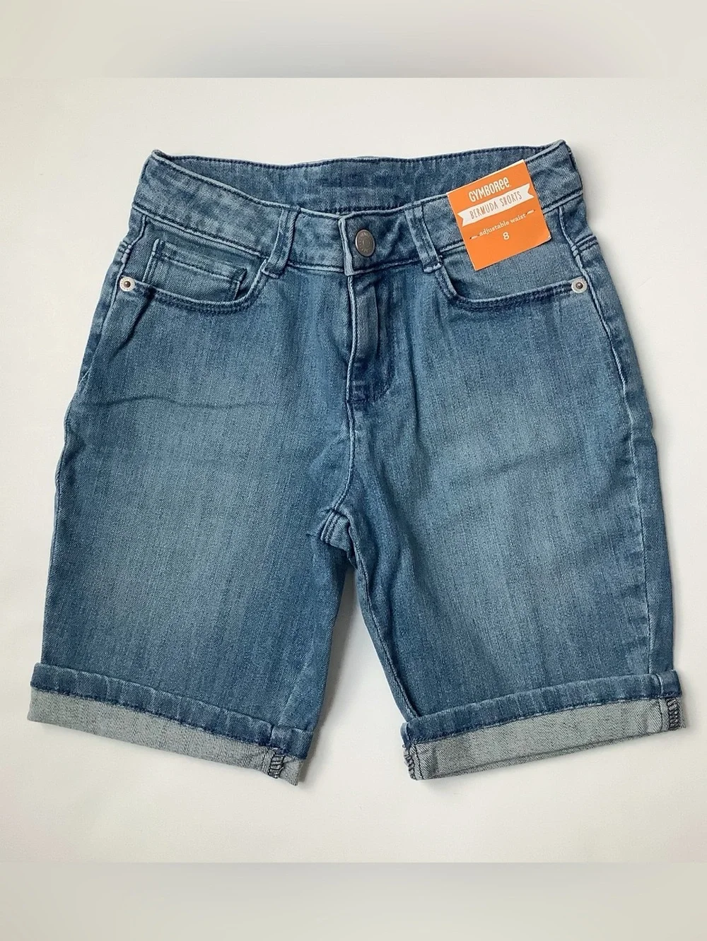 Gymboree Girls' Medium Blue Roll-Cuff Denim Bermudas